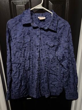 Ariat Navy Blue Embroidered Long Sleeve Western Shirt